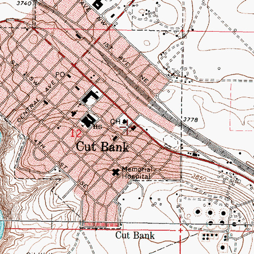 Topographic Map of Saint Paul Lutheran Church, MT