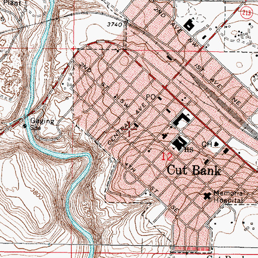 Topographic Map of First Presbyterian Church, MT
