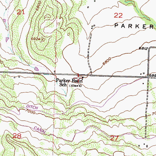 Topographic Map of Parker Basin School, CO