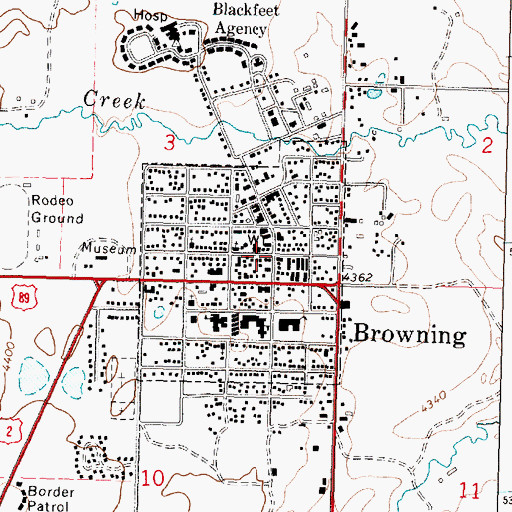 Topographic Map of Browning United Methodist Church, MT