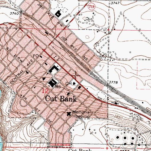 Topographic Map of General Mills Incorporated Elevator, MT