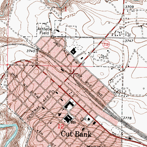 Topographic Map of Harvest States Cooperatives Elevator, MT