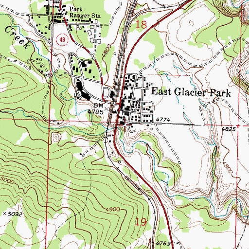 Topographic Map of Y Lazy R RV Park, MT
