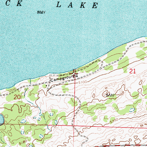 Topographic Map of Duck Lake Campground, MT
