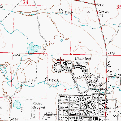 Topographic Map of Blackfeet Community Hospital, MT