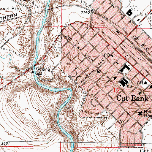 Topographic Map of Tri-County Chiropractic Clinic, MT