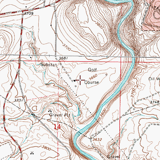 Topographic Map of Cut Bank Golf and Country Club, MT