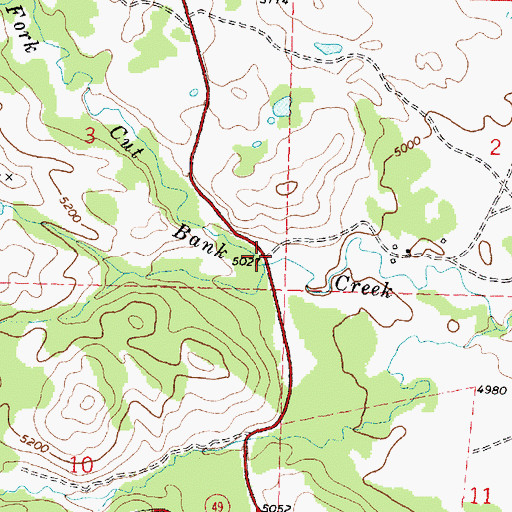 Topographic Map of South Fork of Cut Bank Creek Bridge, MT