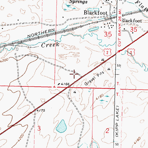 Topographic Map of Camp Disappointment Historical Marker, MT
