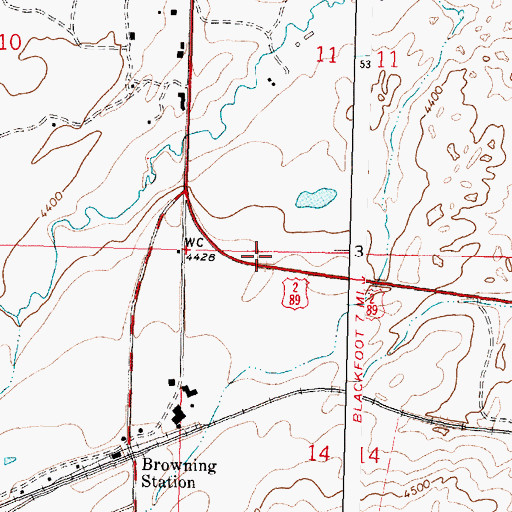 Topographic Map of Blackfeet Nation Historical Marker, MT