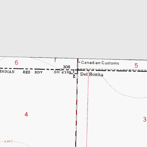 Topographic Map of Port of Del Bonita, MT