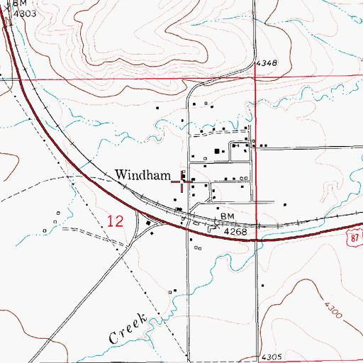 Topographic Map of Windham, MT