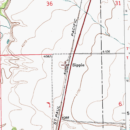 Topographic Map of Sipple, MT