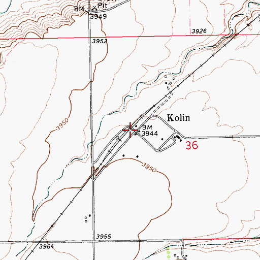 Topographic Map of Kolin Post Office (historical), MT
