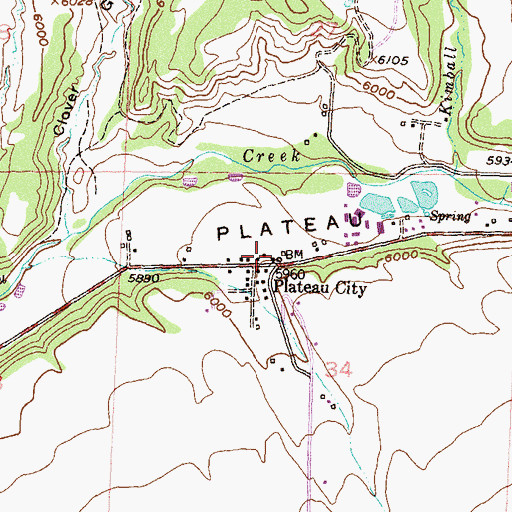 Topographic Map of Plateau City, CO