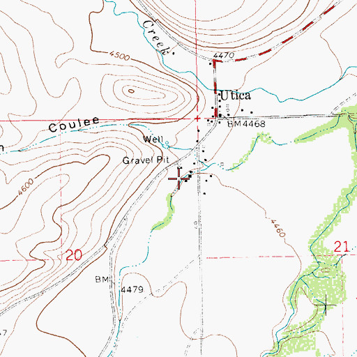 Topographic Map of Utica School (historical), MT