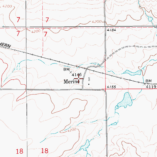 Topographic Map of Merino School (historical), MT