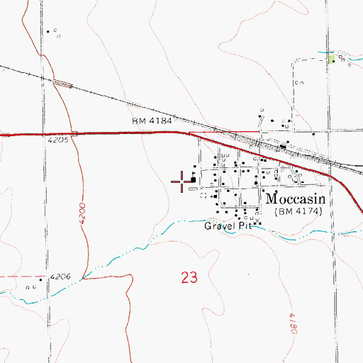 Topographic Map of Moccasin School (historical), MT