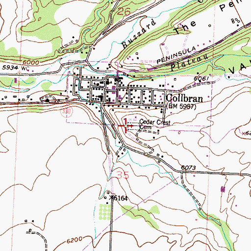 Topographic Map of Cedar Crest Cemetery, CO