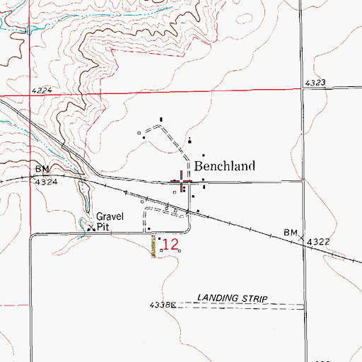 Topographic Map of Benchland School (historical), MT
