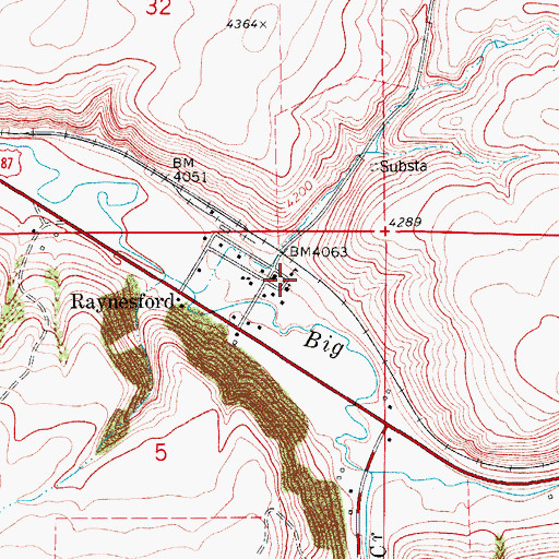 Topographic Map of Raynesford Elementary School, MT