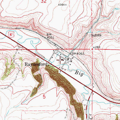 Topographic Map of Judith Basin Rural Fire District Raynesford, MT
