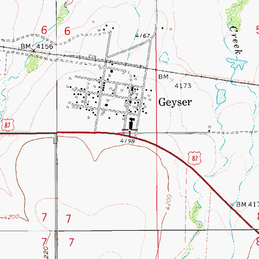 Topographic Map of Geyser Public Schools, MT