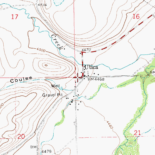 Topographic Map of Utica Church, MT
