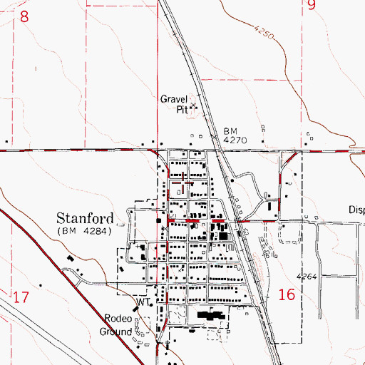 Topographic Map of Stanford Baptist Church, MT