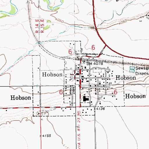 Topographic Map of Hobson Rural Volunteer Fire District, MT