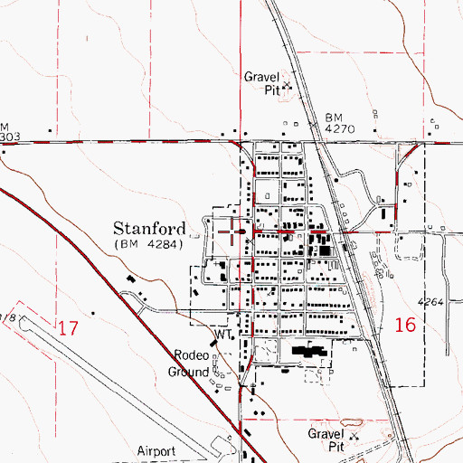 Topographic Map of Judith Basin County Courthouse, MT