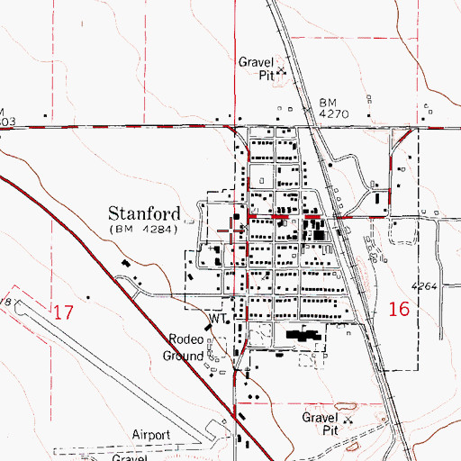 Topographic Map of Judith Basin County Museum, MT