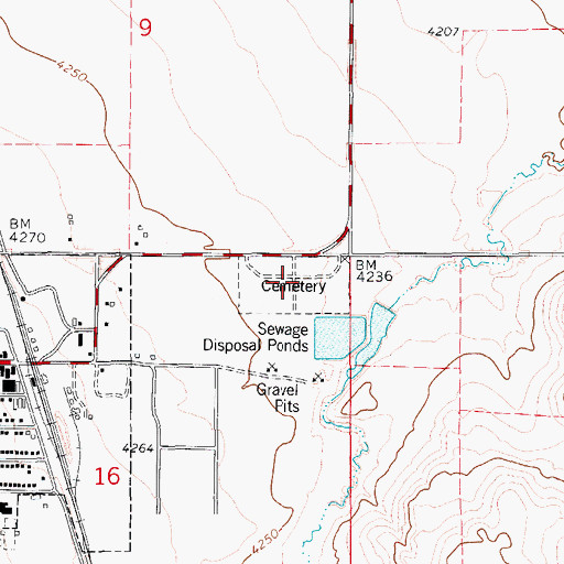 Topographic Map of Stanford Cemetery, MT