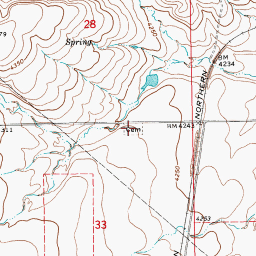 Topographic Map of Buffalo Cemetery, MT