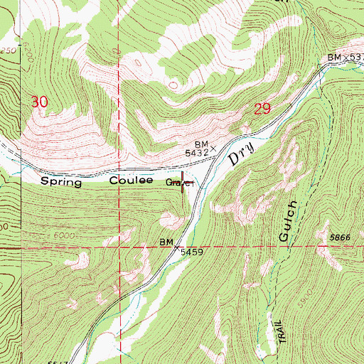 Topographic Map of Geer Cemetery, MT