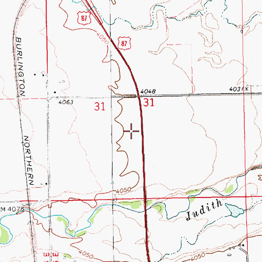 Topographic Map of Judith River Historical Marker, MT