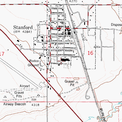 Topographic Map of Stanford Public Schools, MT