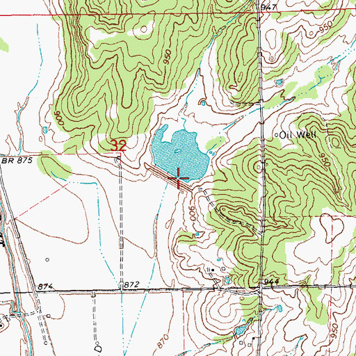 Topographic Map of Bear Fall Coon Creek Site 1 Dam, OK