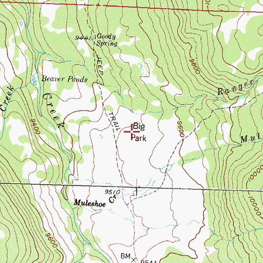 Topographic Map of Big Park, CO