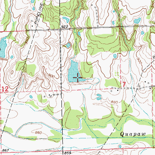 Topographic Map of Quapaw Creek Site 36 Dam, OK