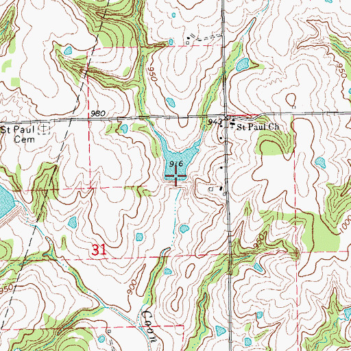 Topographic Map of Quapaw Creek Site 38 Dam, OK