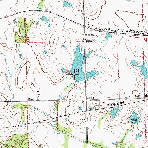 Topographic Map of A C M Dam, OK