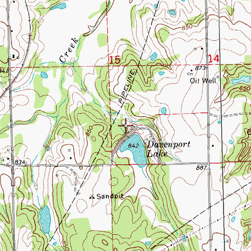 Topographic Map of Davenport Dam, OK