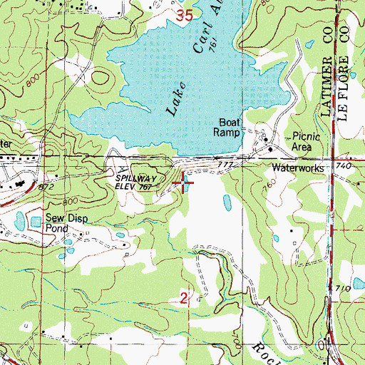 Topographic Map of Rock Creek Site 2 Reservoir, OK