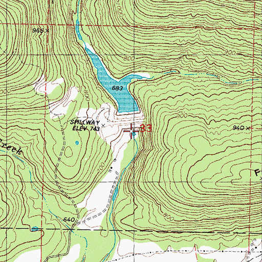 Topographic Map of Fourche Maline Creek Site 1 Reservoir, OK
