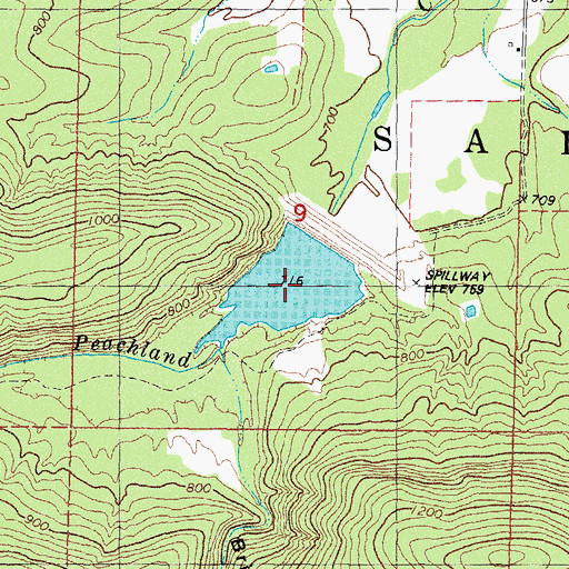 Topographic Map of Fourche Maline Creek Site 14 Reservoir, OK