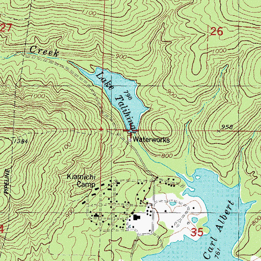 Topographic Map of Talihina Lake Dam, OK