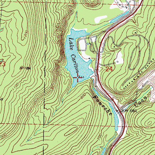 Topographic Map of Carlton Dam, OK