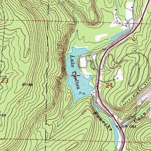 Topographic Map of Lake Carlton, OK