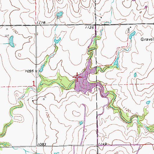 Topographic Map of Uncle John Creek Site 14 Dam, OK